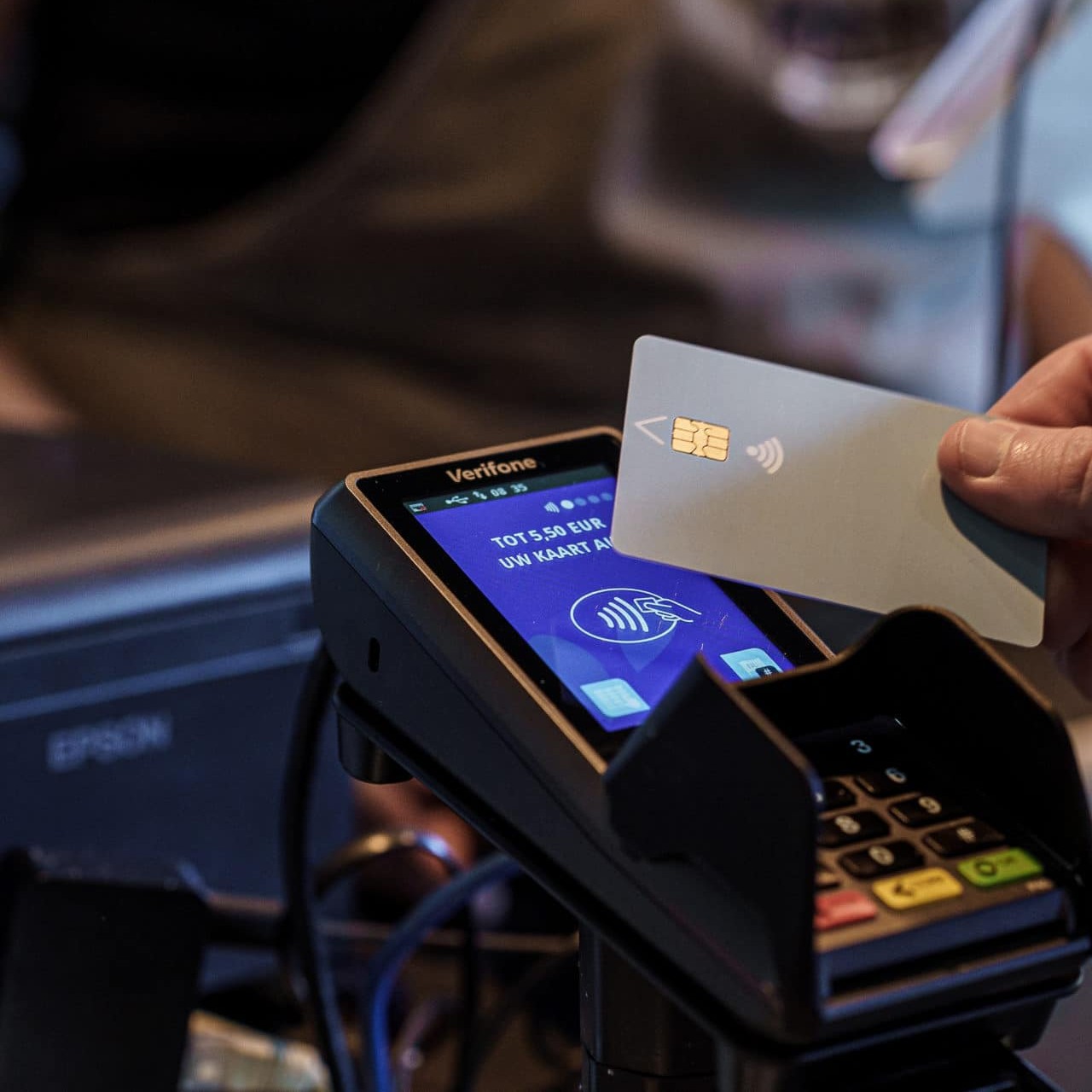 CCV payment terminal in use